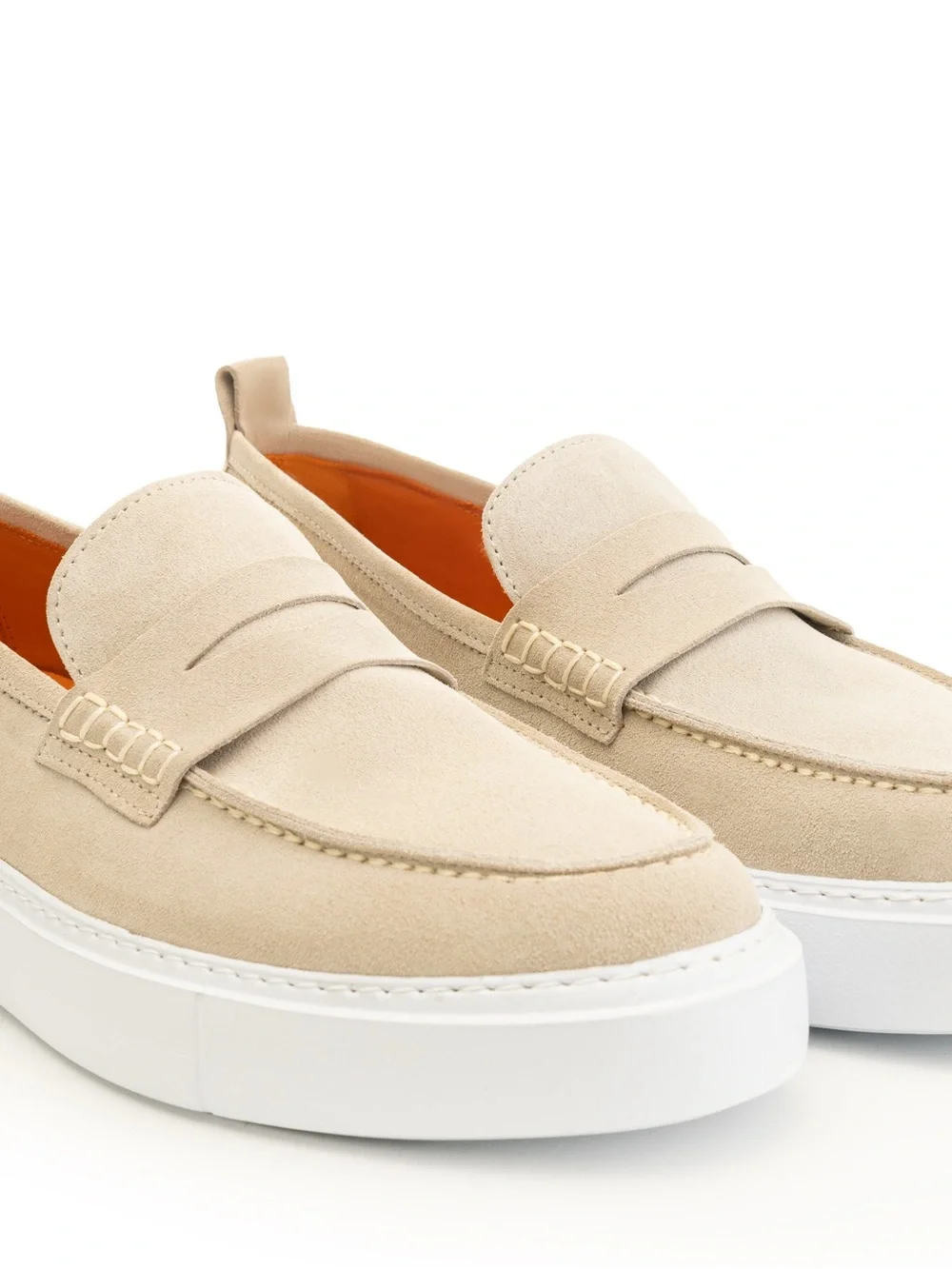 Beige Suede Penny Loafers for Men